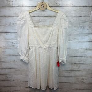 Pearl NYC Embroidered Voile Square Neck Dress